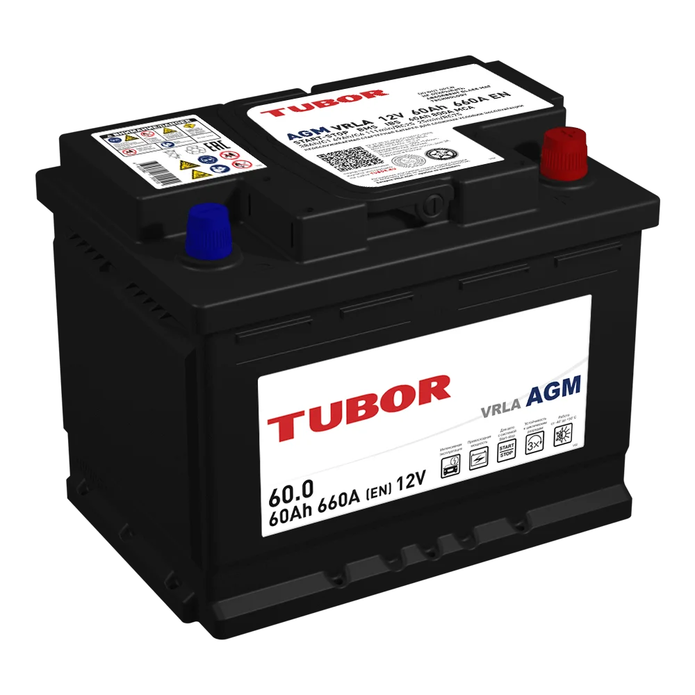 АКБ 6СТ - 60 Ач TUBOR AGM VRLA Euro