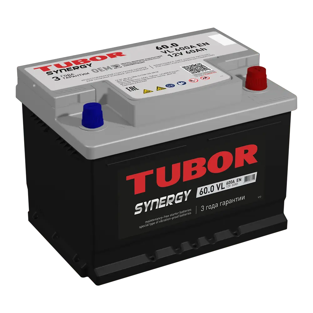 АКБ 6СТ - 60 Ач TUBOR SYNERGY VL Euro низ.