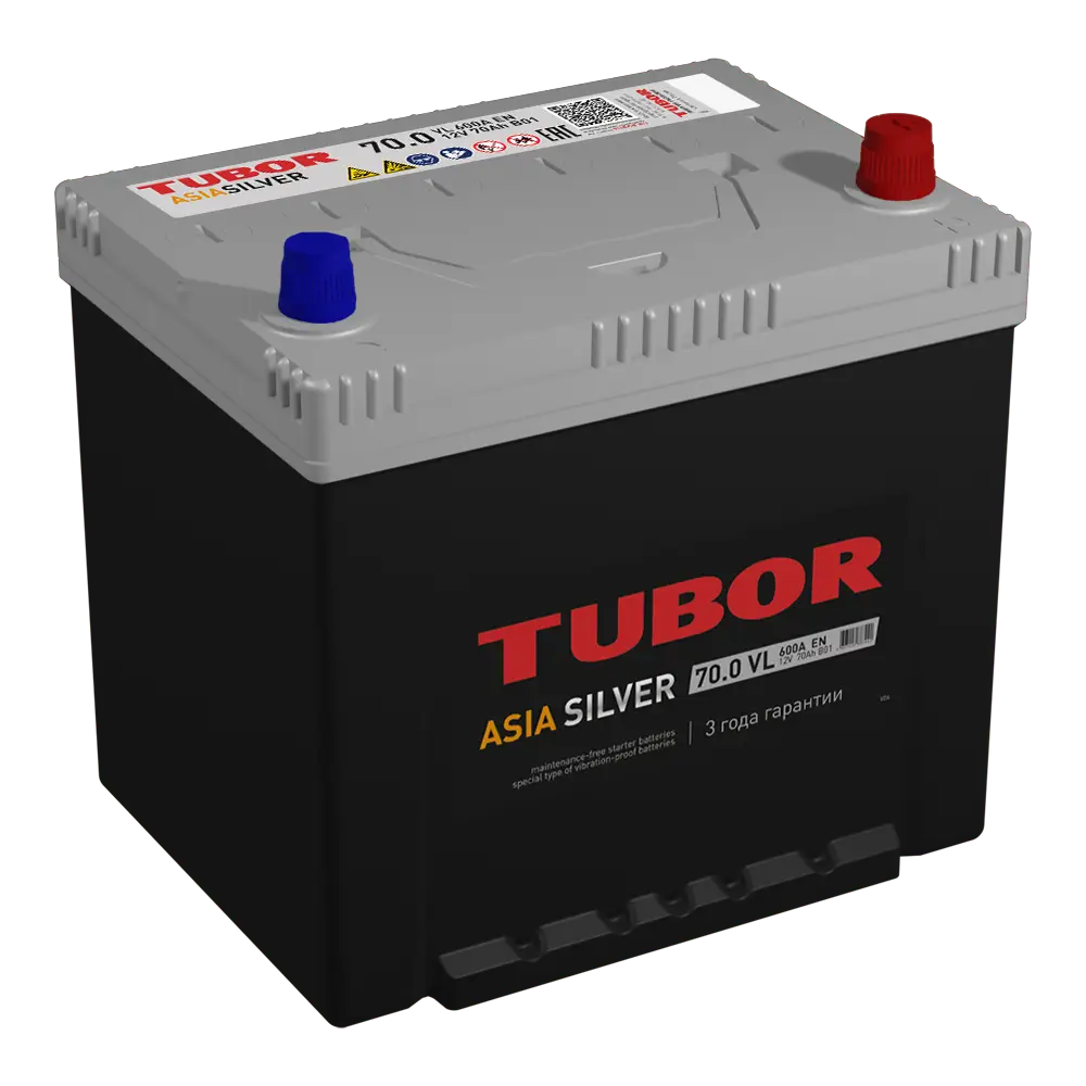 АКБ 6СТ - 70 Ач TUBOR Silver Asia VL Euro