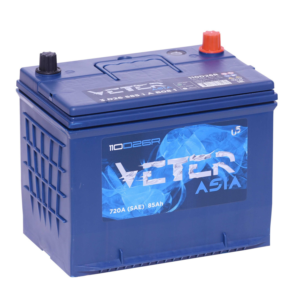АКБ VETER NEW ASIA 85 Ач 6СТ-85.1 VL 110D26FR