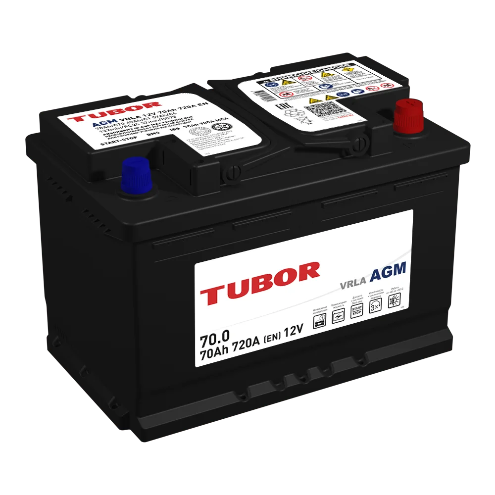 АКБ 6СТ - 70 Ач TUBOR AGM VRLA Euro