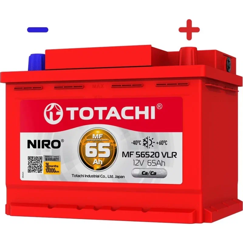 АКБ TOTACHI NIRO MF 56520 VLR  65а/ч поляр. обратная 0 (JIS L)