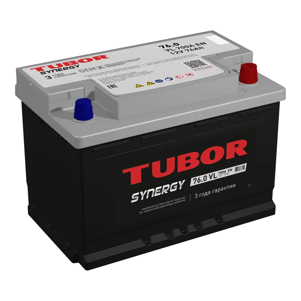 АКБ 6СТ - 76 Ач TUBOR SYNERGY VL Euro