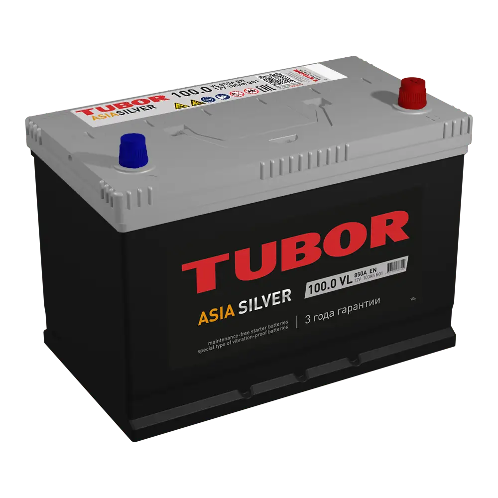 АКБ 6СТ - 100 Ач TUBOR Silver Asia VL Euro