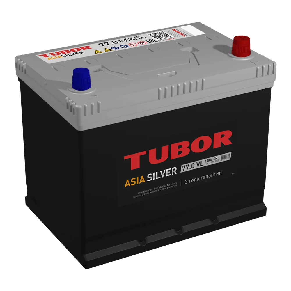 АКБ 6СТ - 77 Ач TUBOR Silver Asia VL Euro