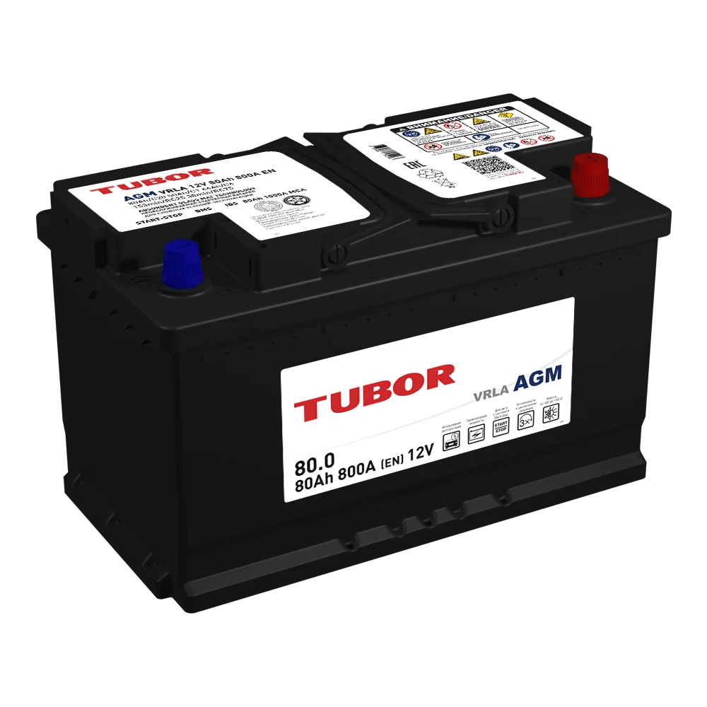 АКБ 6СТ - 80 Ач TUBOR AGM VRLA Euro