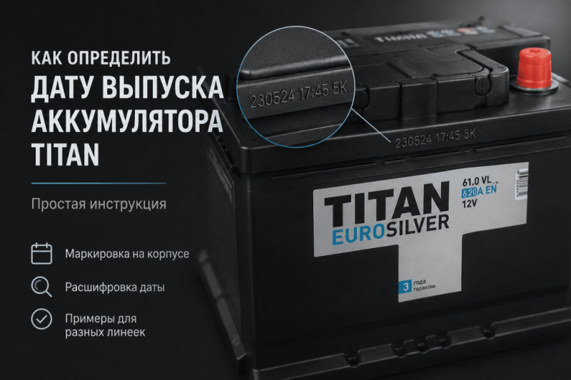 Как определить дату выпуска аккумулятора Титан