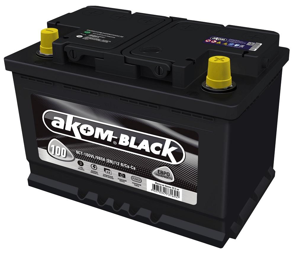 АКБ 6СТ - 100 Ач АКОМ BLACK VL Euro