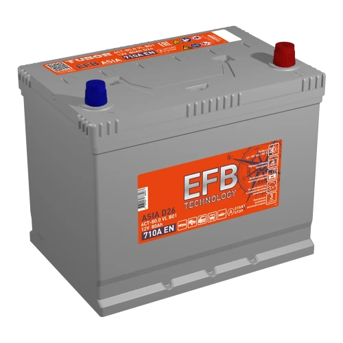 АКБ 6СТ - 80 Ач TUBOR Asia + EFB VL Euro