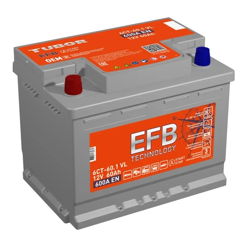 АКБ 6СТ - 60 Ач TUBOR EFB VL