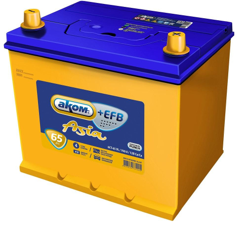 АКБ 6СТ - 65 Ач АКОМ Asia +EFB VL Euro