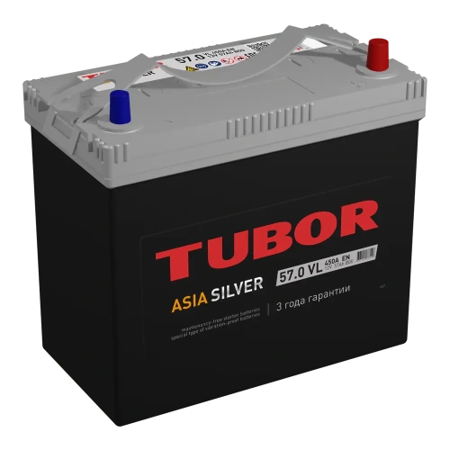 АКБ 6СТ - 57 Ач TUBOR Silver Asia VL Euro