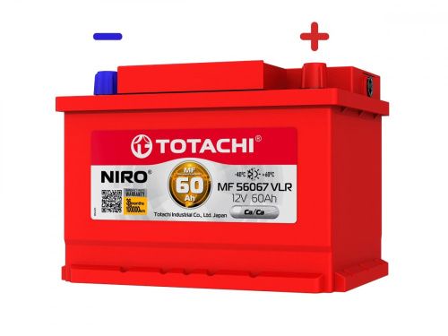 АКБ TOTACHI NIRO MF 56067 VLR LB  60а/ч низкий корпус LB, поляр. обратная 0 (JIS L)