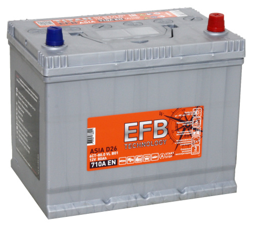 АКБ Titan Asia EFB 80 Ач о/п 6СТ-80.0 VL (D26L)