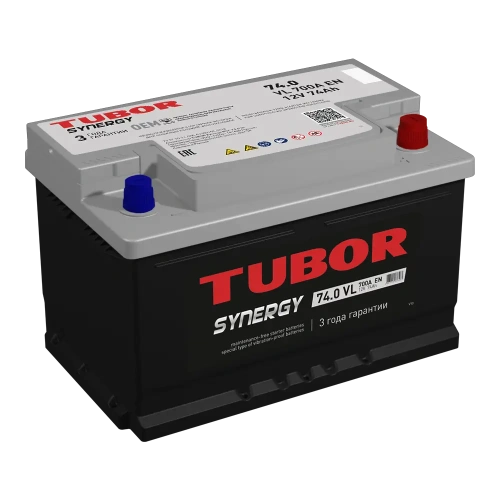 АКБ 6СТ - 74 Ач TUBOR SYNERGY VL Euro низ.
