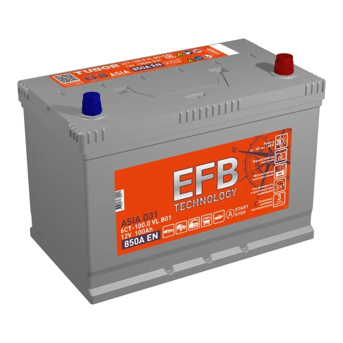 АКБ 6СТ - 100 Ач TUBOR Asia + EFB VL Euro