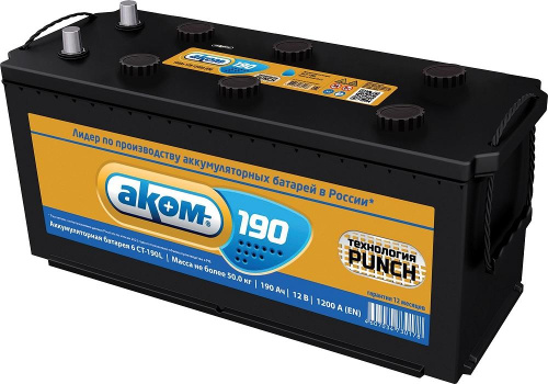 АКБ 6СТ - 190 Ач АКОМ VL болт